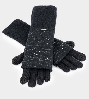 Anekke Black Knitted Gloves | UDE-098471