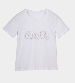 Anekke Glitter White T Shirts | LNB-158973