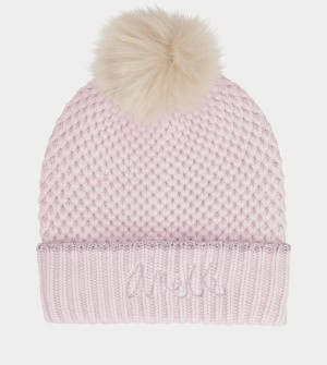 Anekke Knitted Beanie With Pink Pompom Hats | KIH-430589