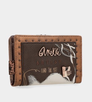 Anekke Nature Shodō Brown Flexible Rfid Wallets | QJL-685749