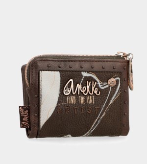 Anekke Nature Shodō Small Brown Rfid Wallets | QGV-162753