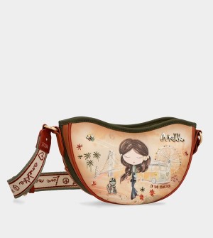 Anekke Peace & Love Camel Oval Crossbody Bags | XEG-243195