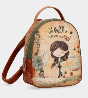 Anekke Peace & Love Camel Small Backpacks | TLA-716852