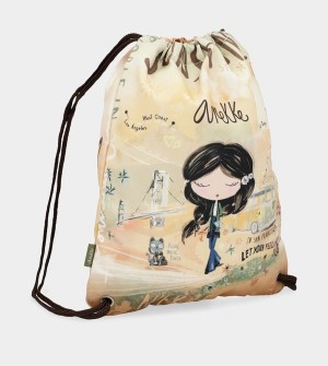 Anekke Peace & Love Fabric Drawstring Backpacks | VDX-527649