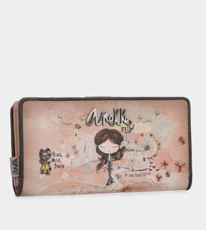 Anekke Peace & Love Pink Large Rfid Wallets | BQR-836540