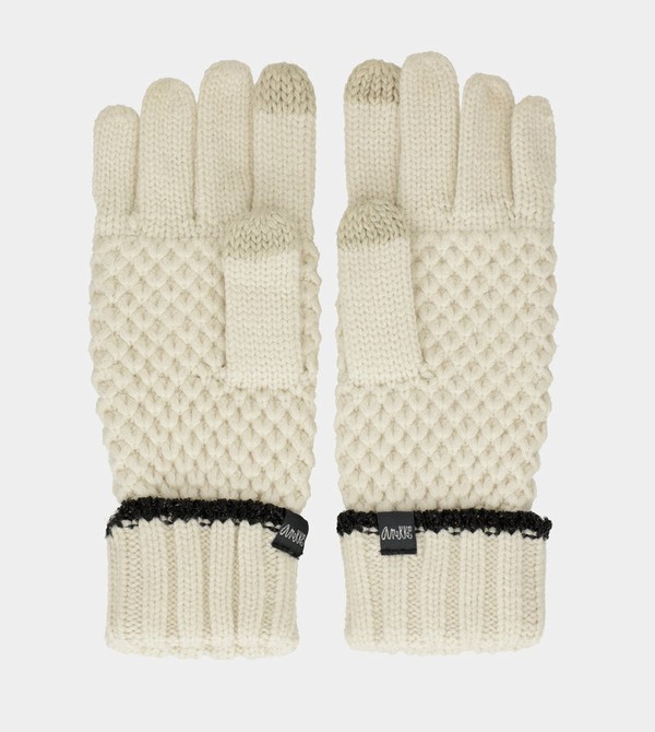 Anekke Beige Knitted Gloves | HMB-093564