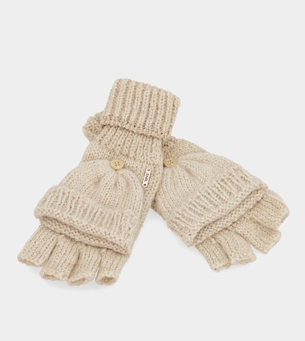 Anekke Beige Logo Mittens Gloves | JQZ-526037