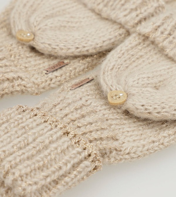 Anekke Beige Logo Mittens Gloves | JQZ-526037