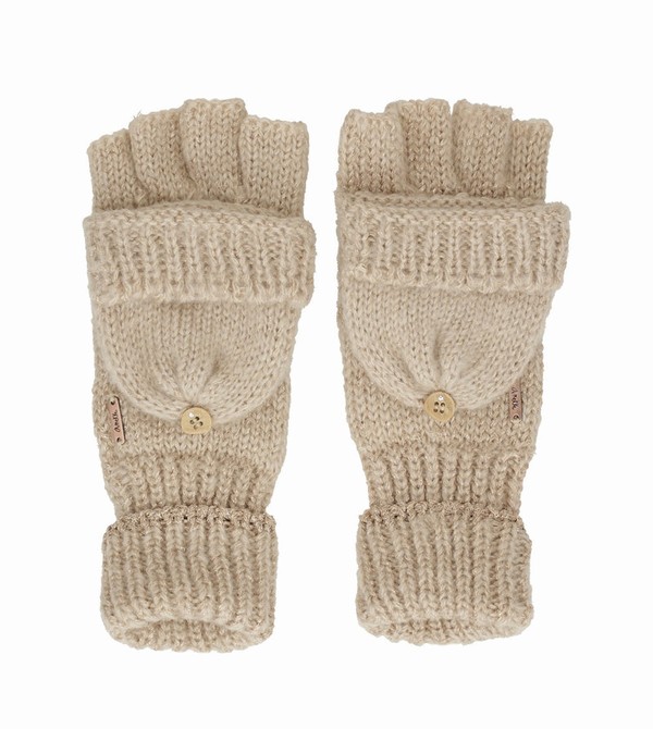 Anekke Beige Logo Mittens Gloves | JQZ-526037