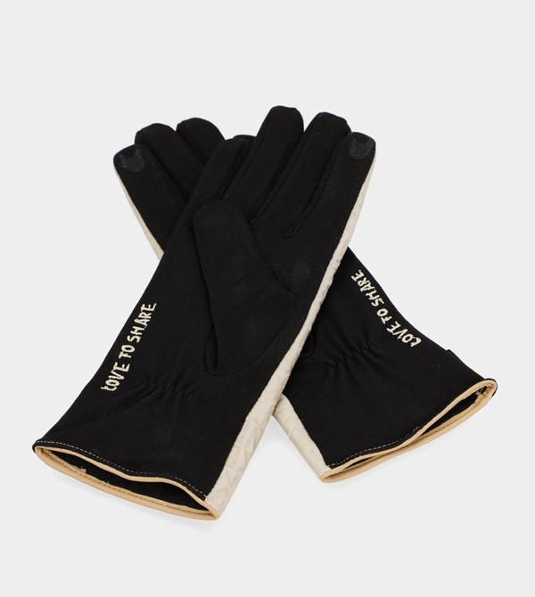 Anekke Black And Beige Contemporary Gloves | VAP-478193