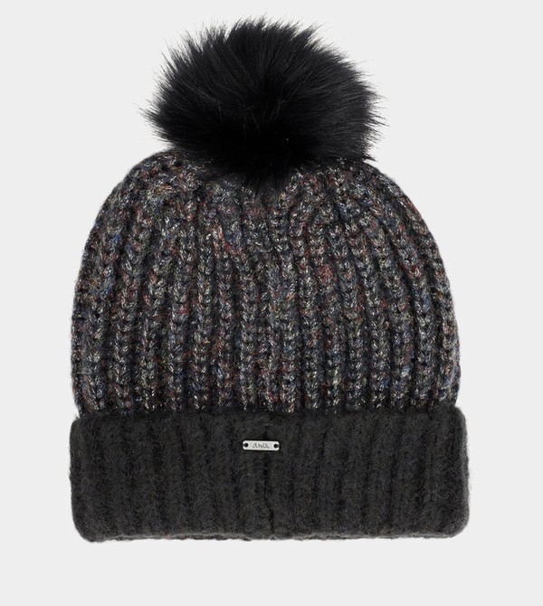 Anekke Black Knitted Beanie With Pompom Hats | JAV-240751