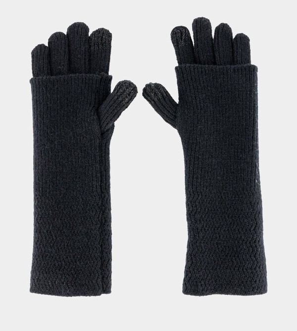 Anekke Black Knitted Gloves | UDE-098471