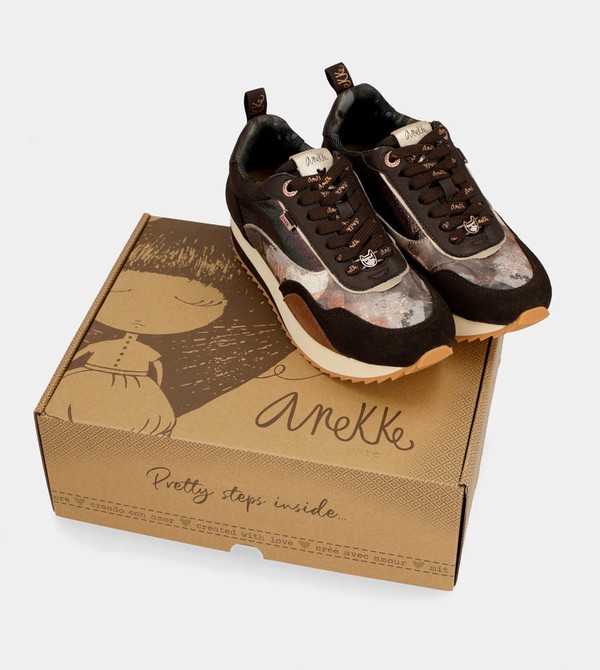 Anekke Brown Palette Patterned Sports Shoes | MEB-902438