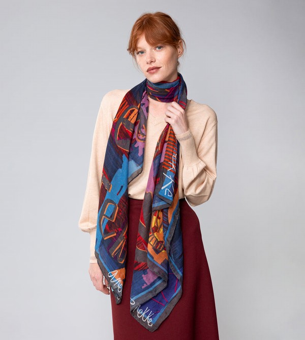 Anekke Contemporary Blue Scarf | EMH-468270