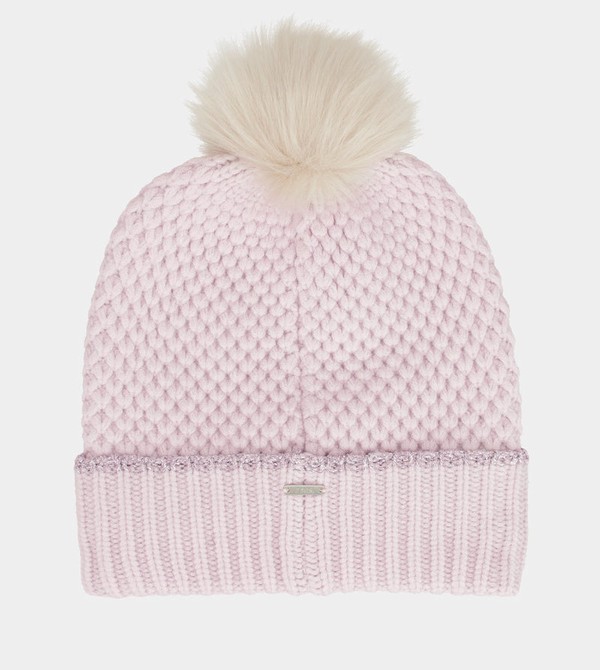 Anekke Knitted Beanie With Pink Pompom Hats | KIH-430589