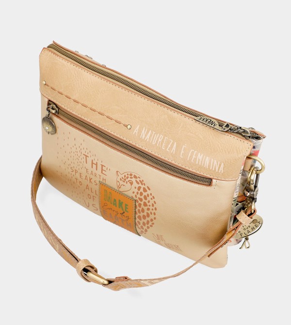 Anekke Nature Pachamama Golden With Two Compartments Crossbody Bags | WYH-027143