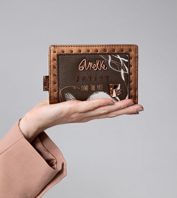 Anekke Nature Shodō Brown Flexible Rfid Wallets | QJL-685749