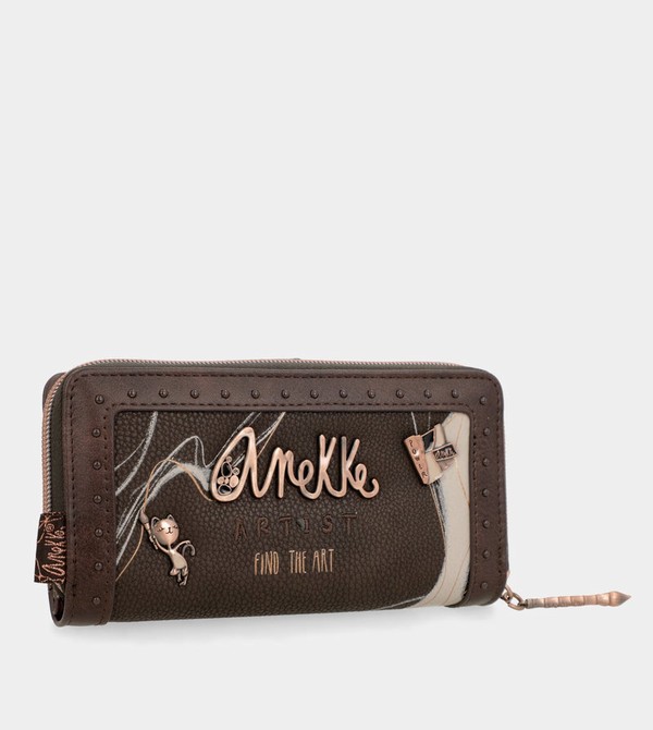 Anekke Nature Shodō Large Brown Rfid Nature Shodō Wallets | DJX-213046