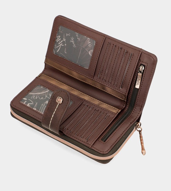 Anekke Nature Shodō Large Brown Rfid Nature Shodō Wallets | DJX-213046