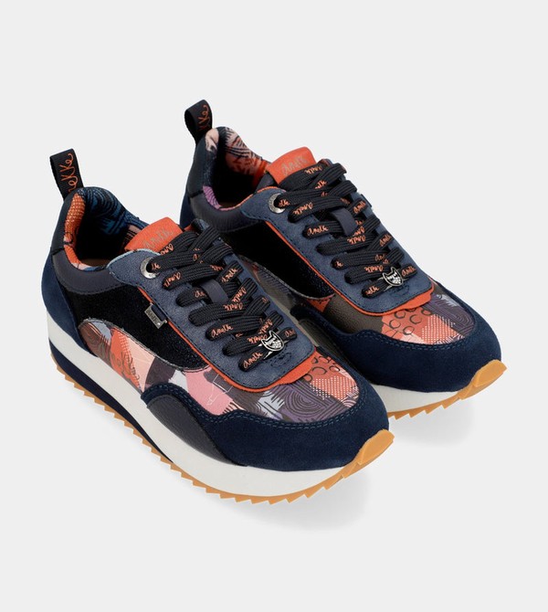 Anekke Navy Blue Palette Patterned Sports Shoes | LVZ-938721