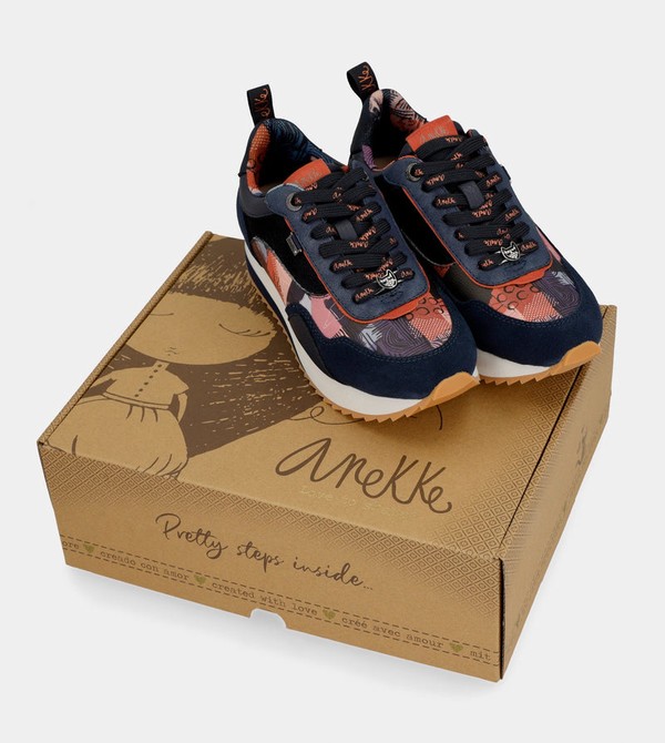 Anekke Navy Blue Palette Patterned Sports Shoes | LVZ-938721