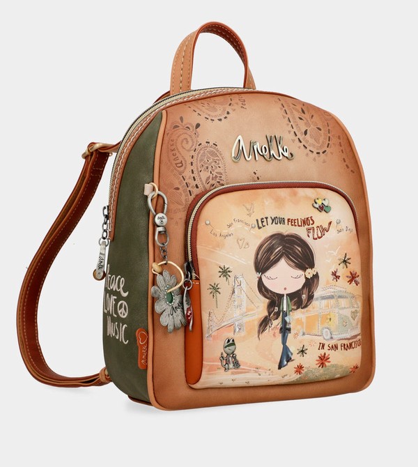 Anekke Peace & Love Camel Medium Backpacks | PZY-975301