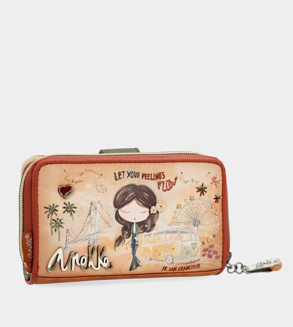 Anekke Peace & Love Camel Medium Rfid Wallets | OKA-924657