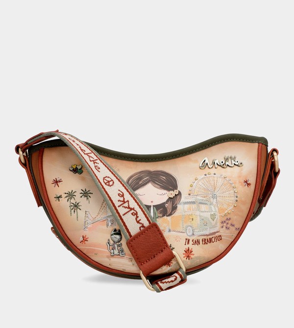 Anekke Peace & Love Camel Oval Crossbody Bags | XEG-243195