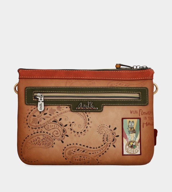 Anekke Peace & Love Camel Print Crossbody Bags | XWO-345879