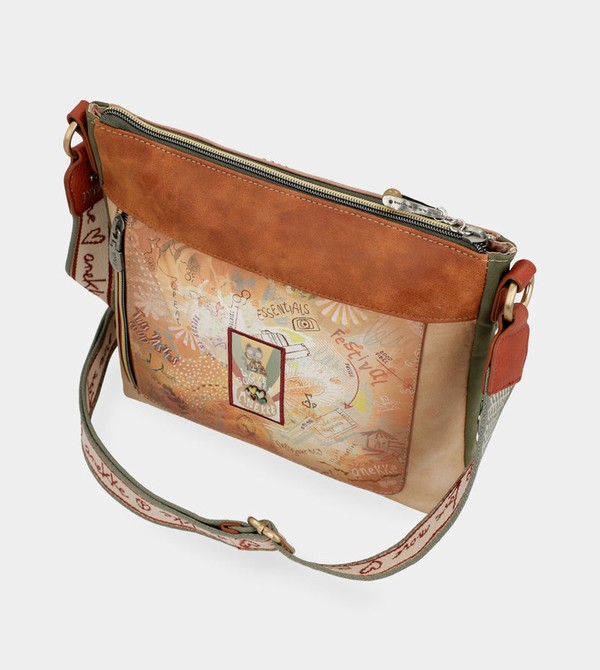 Anekke Peace & Love Camel Square Crossbody Bags | LFY-802579