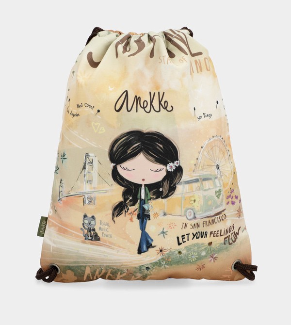 Anekke Peace & Love Fabric Drawstring Backpacks | VDX-527649