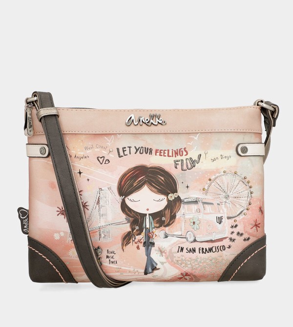 Anekke Peace & Love Pink Medium Crossbody Bags | QVZ-832179