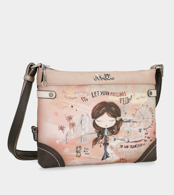 Anekke Peace & Love Pink Medium Crossbody Bags | QVZ-832179