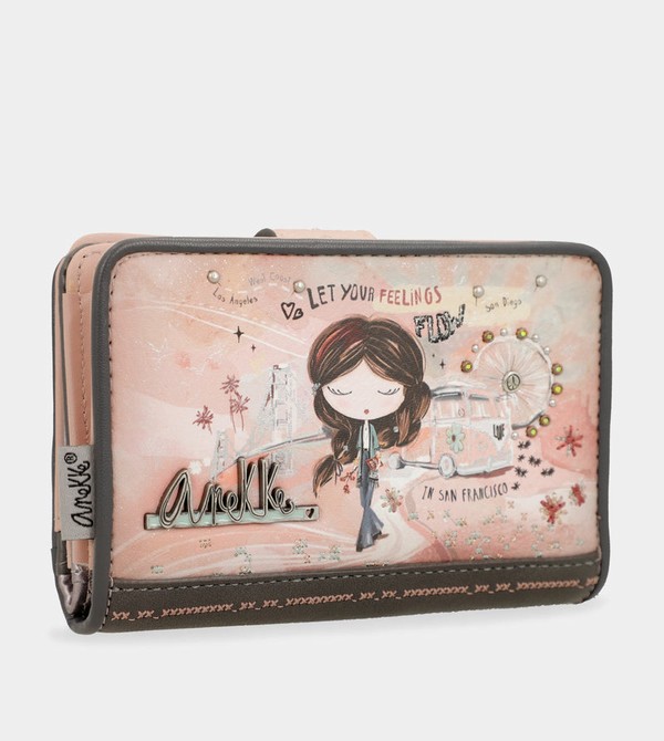 Anekke Peace & Love Pink Medium Rfid Wallets | KCI-217356