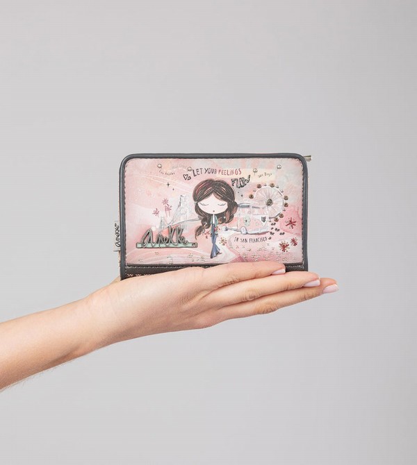 Anekke Peace & Love Pink Medium Rfid Wallets | KCI-217356