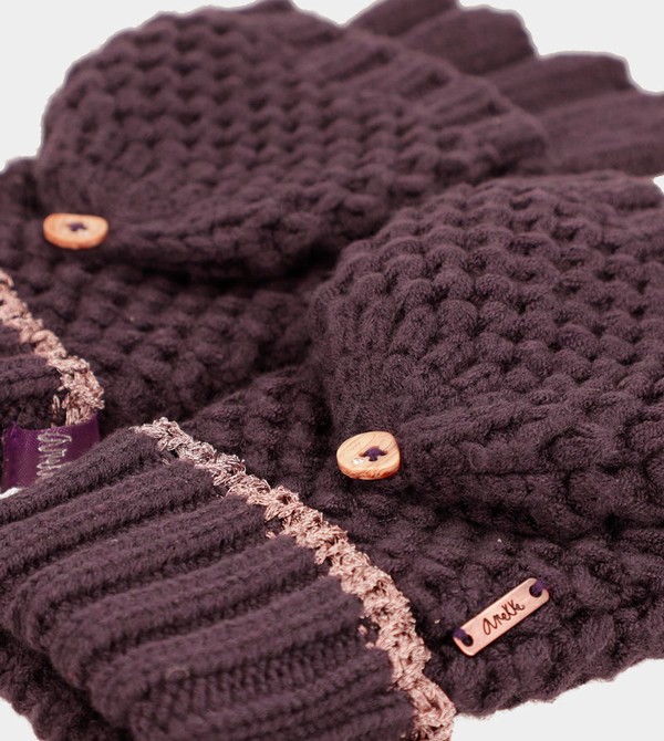 Anekke Purple Knitted Mittens Gloves | NKU-561430