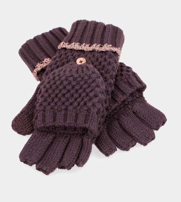 Anekke Purple Knitted Mittens Gloves | NKU-561430